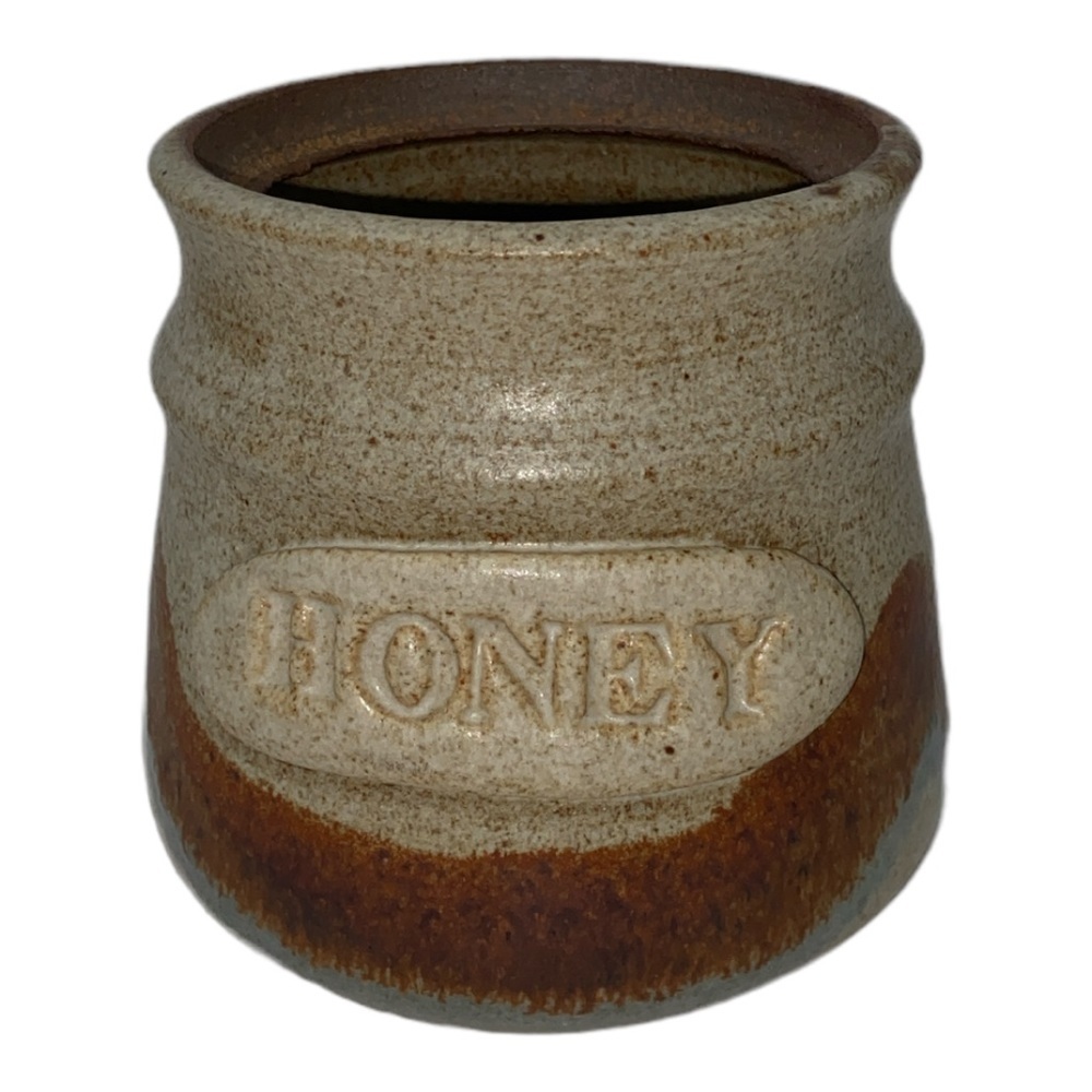 Signed Hand Thrown Handmade Honey Pot.